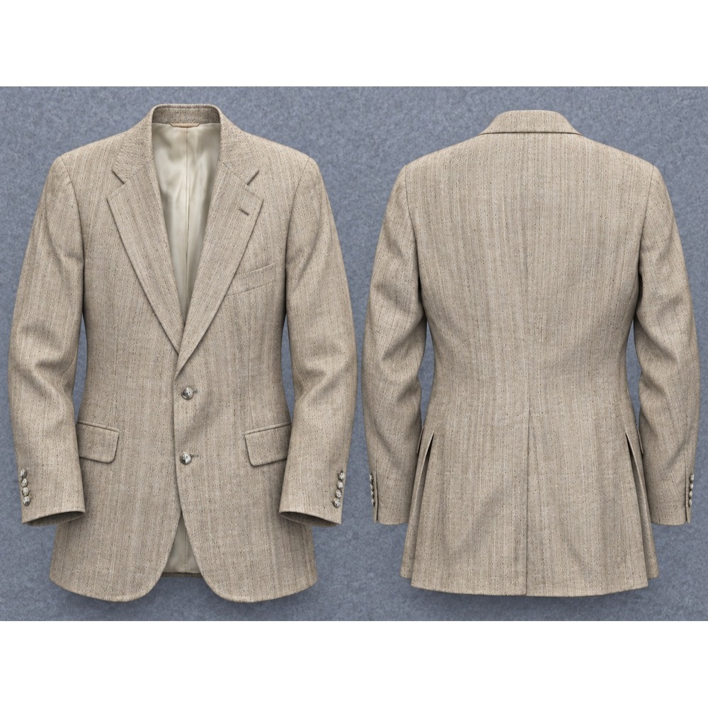 Vintage Saks Fifth Avenue Chaps Ralph Lauren Blazer Mens 40R Tan Silk Tweed Coat